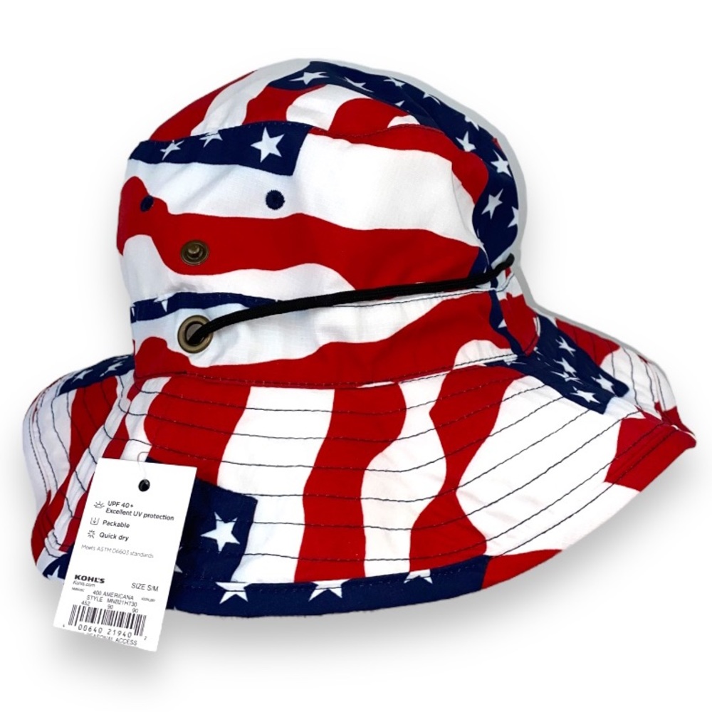 NWT Sun Protective Men’s Americana Bucket Hat UPF 40 Quick Dry & Packable